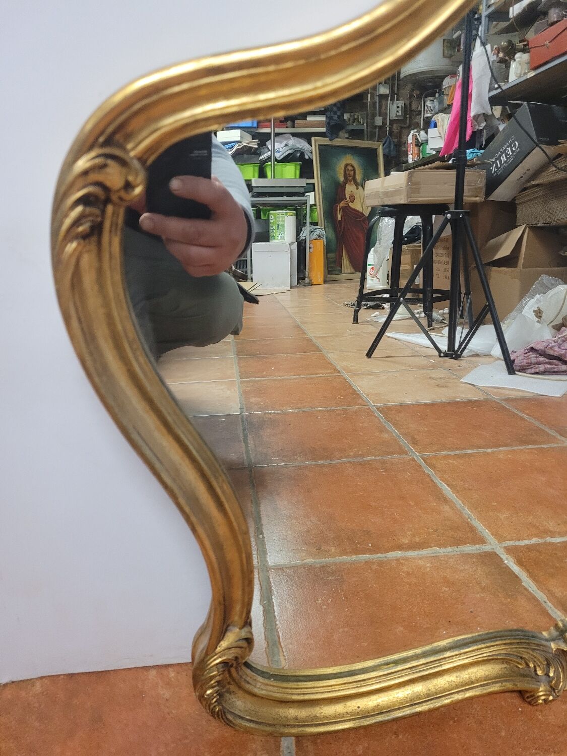 Louis XV style mirror in gilded wood, 80×69 cm