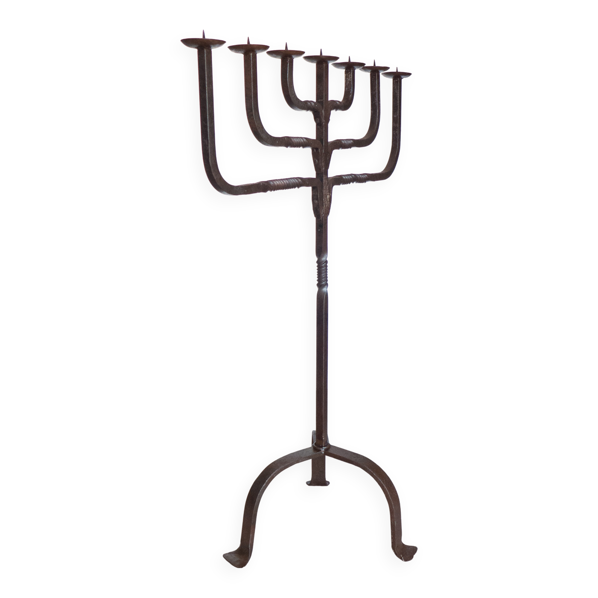 Large wrought iron candlestick, candle holder, candle, Menorah, brutalis