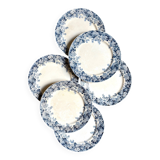 6 Sarreguemines flat plates in blue ironstone, "Récamier" service