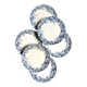 6 assiettes plates Sarreguemines en terre de fer bleue, service "Récamier"