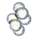 6 assiettes plates Sarreguemines en terre de fer bleue, service "Récamier"