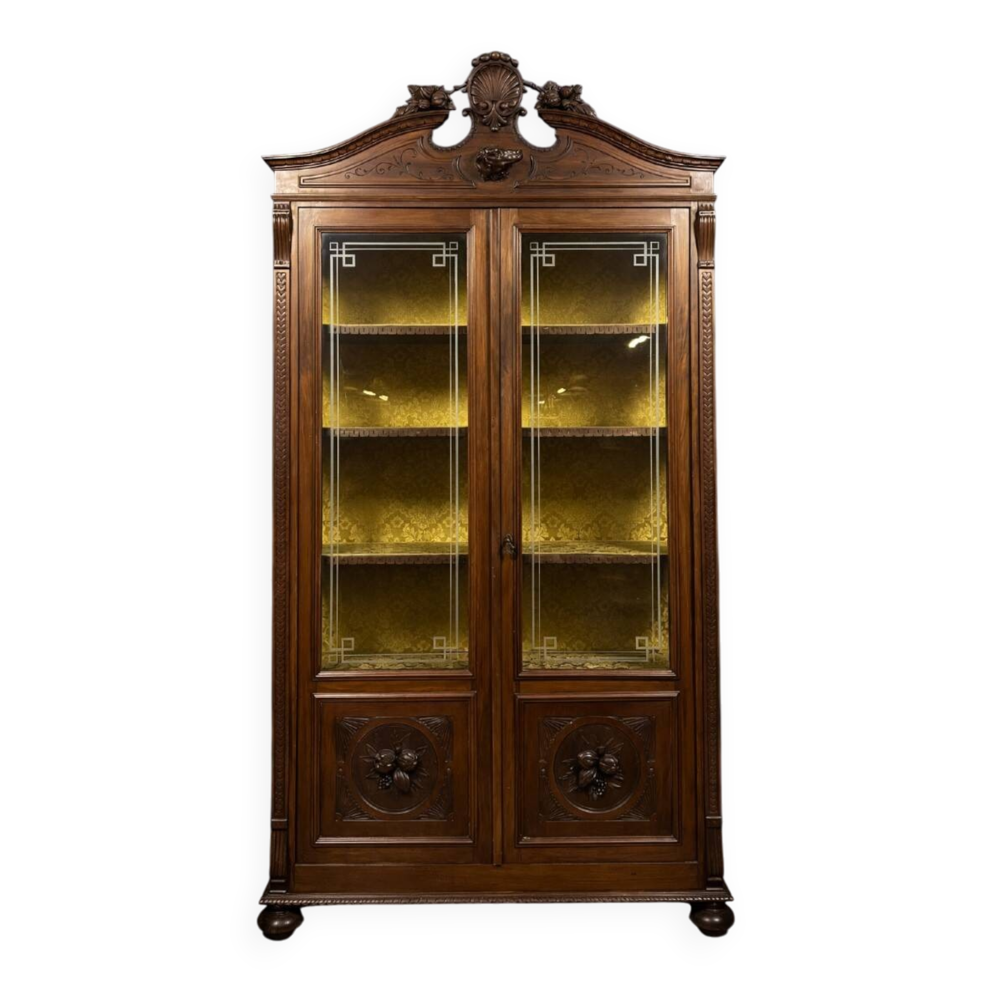 Italian Renaissance-style walnut library circa 1850