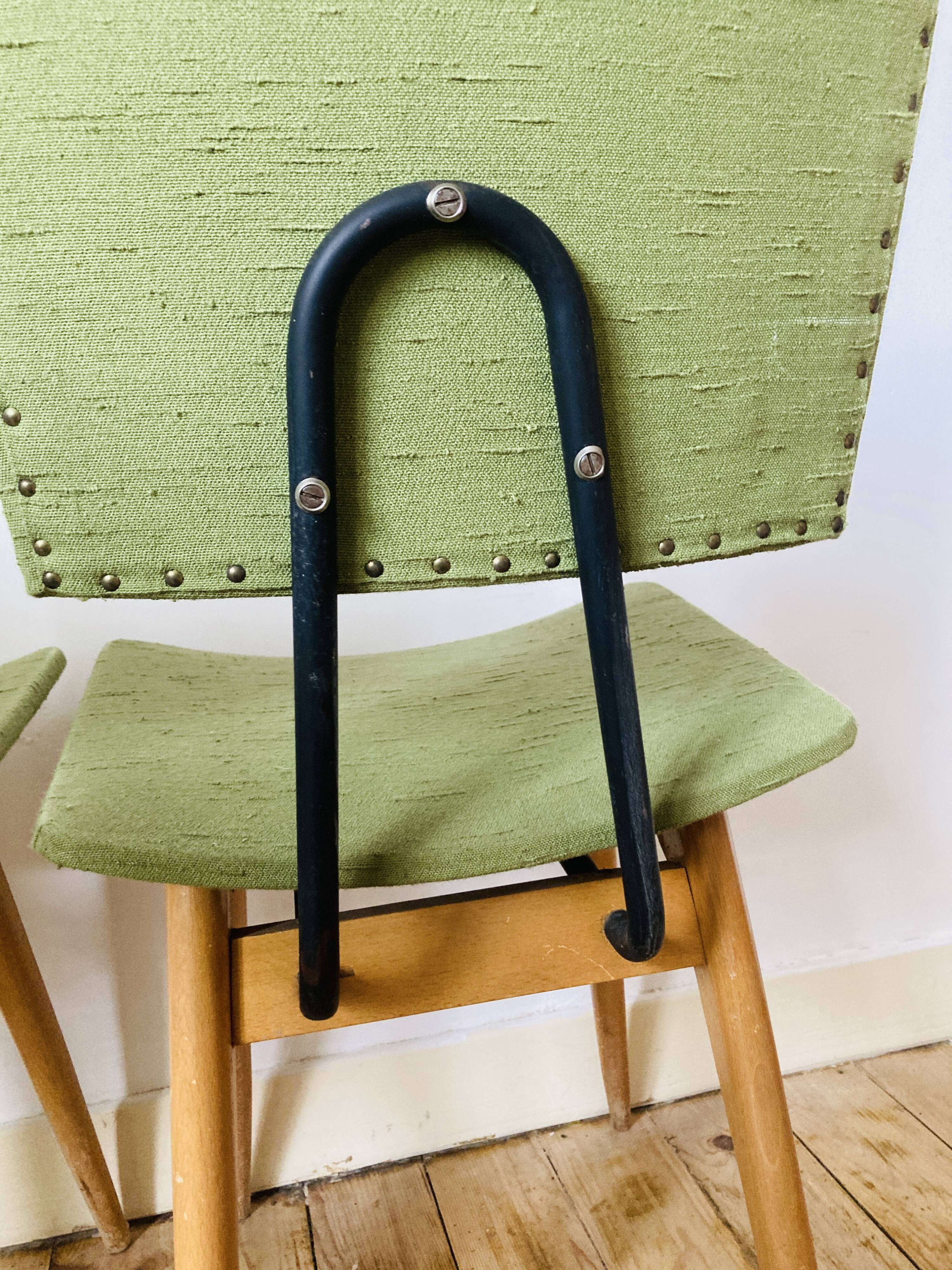 Green scandinavian wooden chairs 60/70