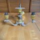 Chandelier + pair of wall lights in the old style jules leleu gilded + perspex plexi