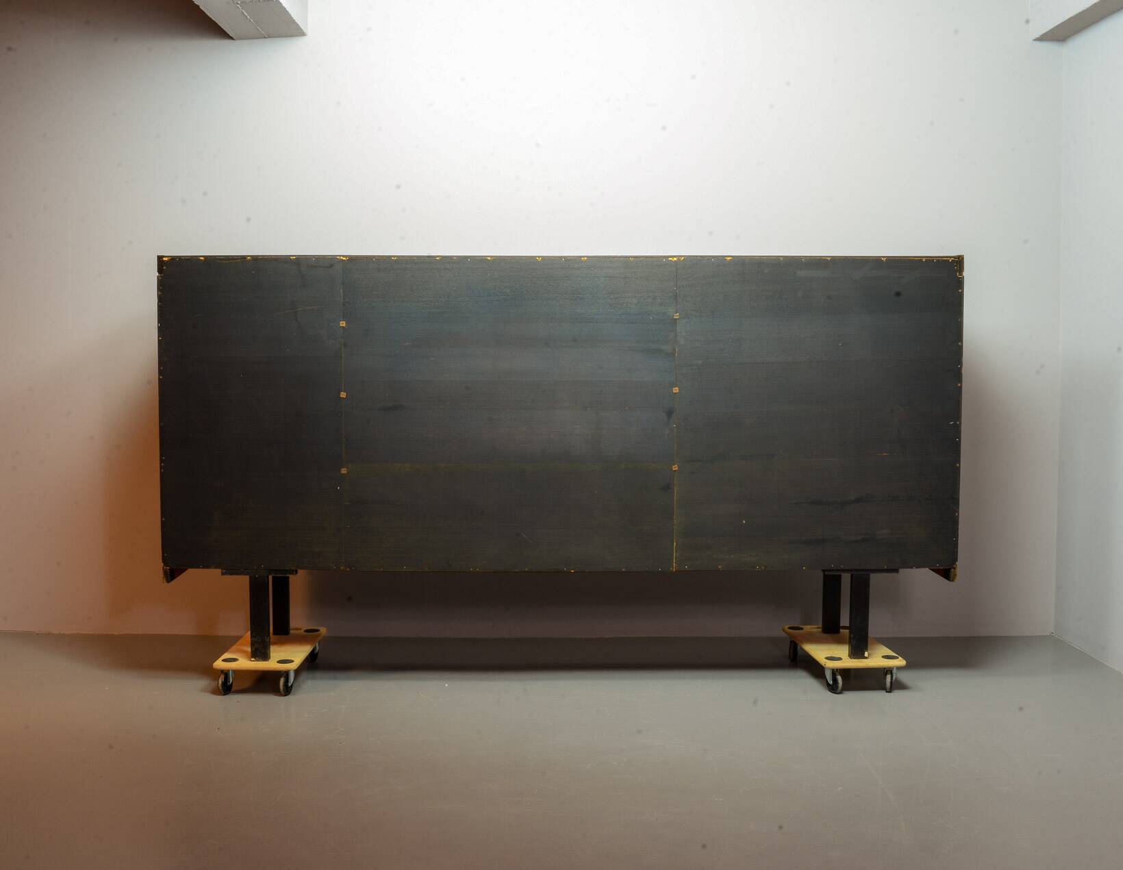 Large Brutalist Black Highboard with Red Accents Belgium 60s