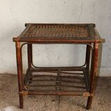 Side table in bamboo and canning, 60s/70s