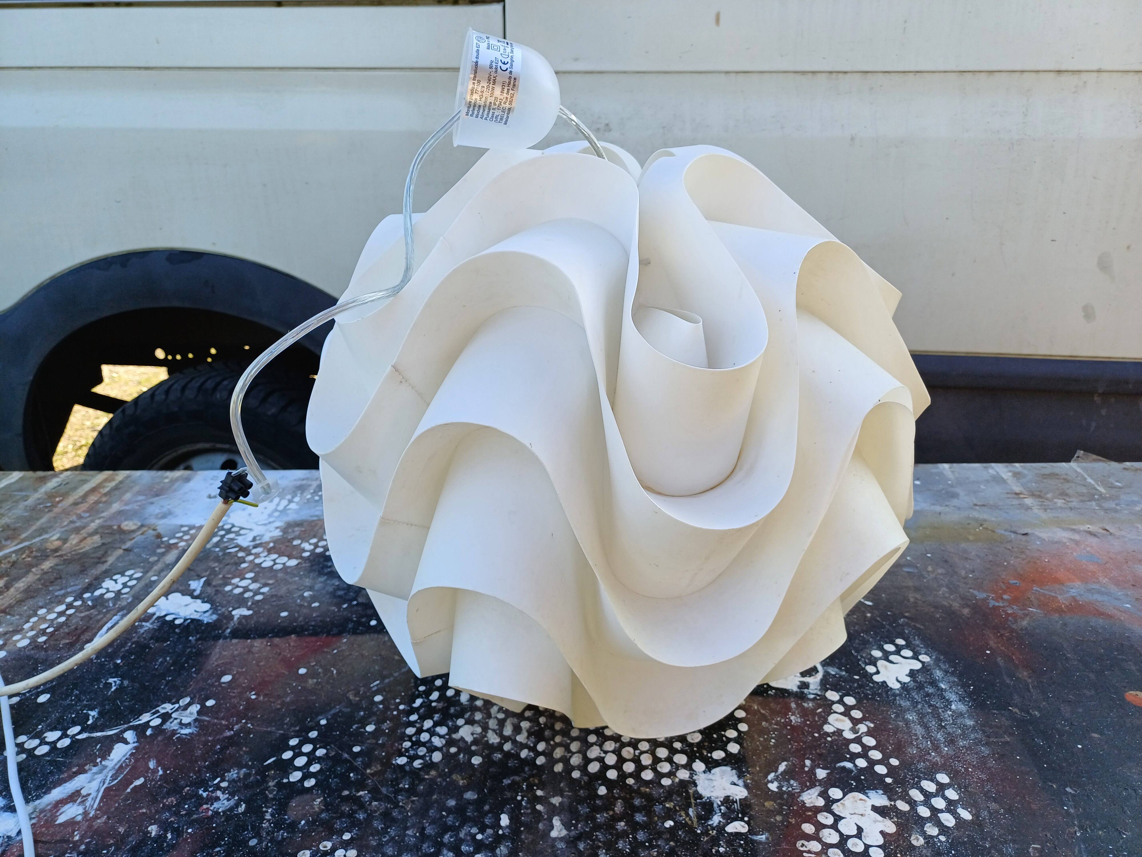 Vintage white plastic pendant lamp