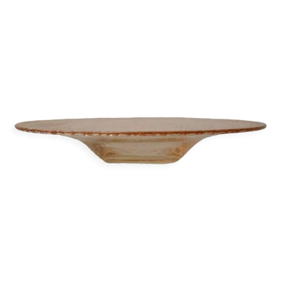 Plat de présentation rose en verre bullé