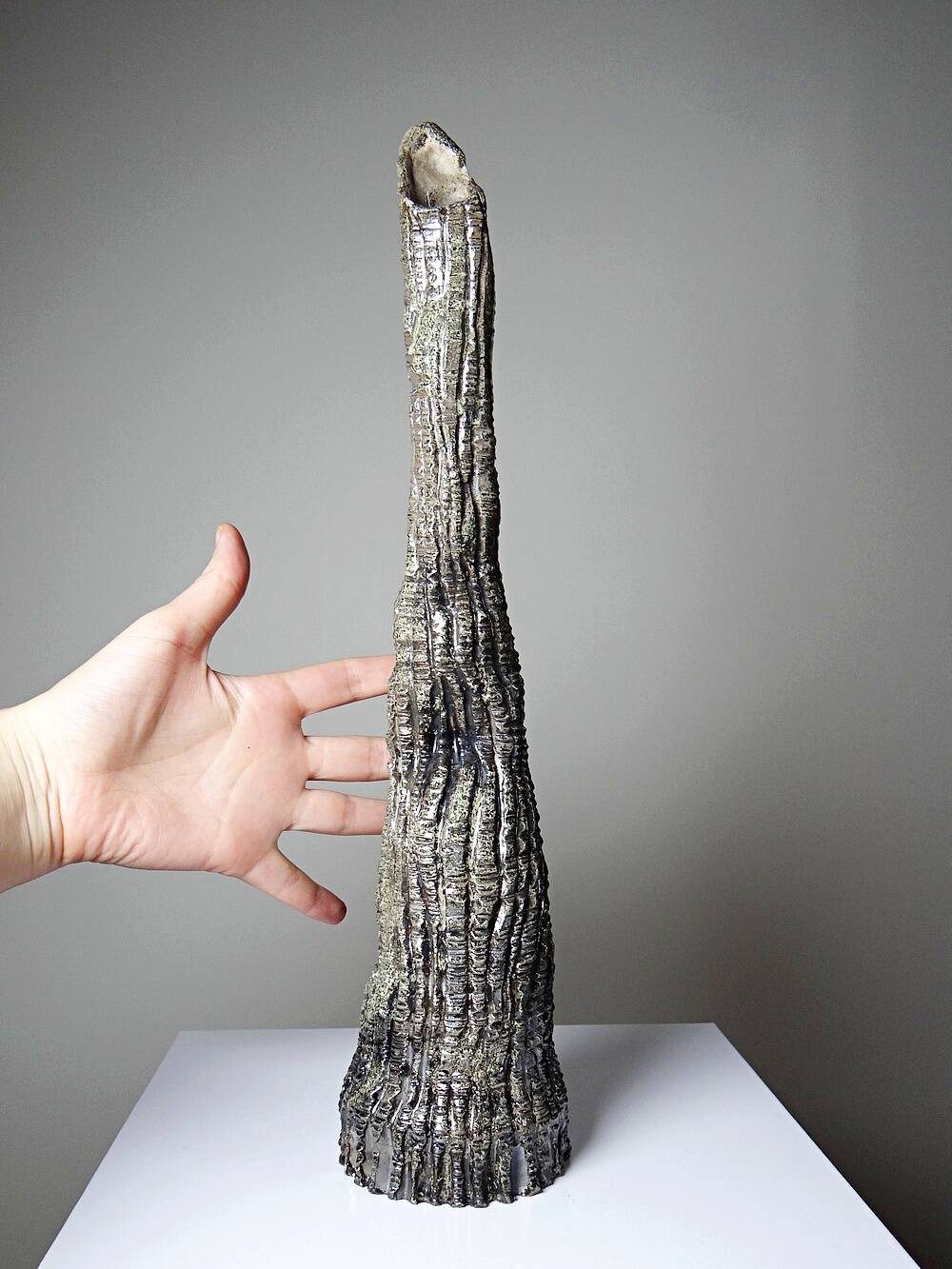 Haut soliflore décoratif céramique raku stalagmite artisanal vintage