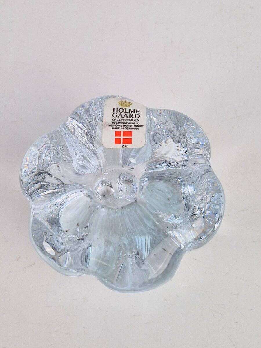 Vintage Isblomst Glass Candlestick by Sidse Werner for Holmegaard, 1970s