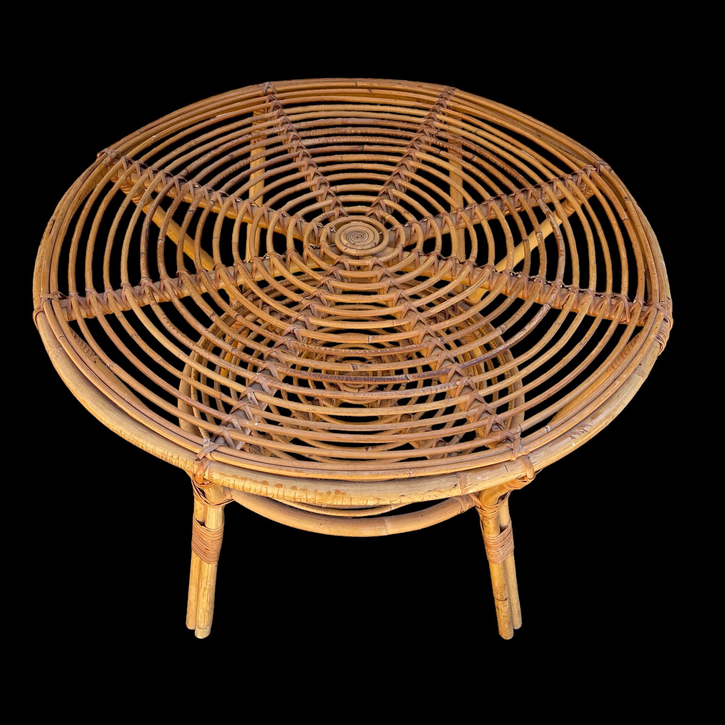 Rattan coffee table 60'S