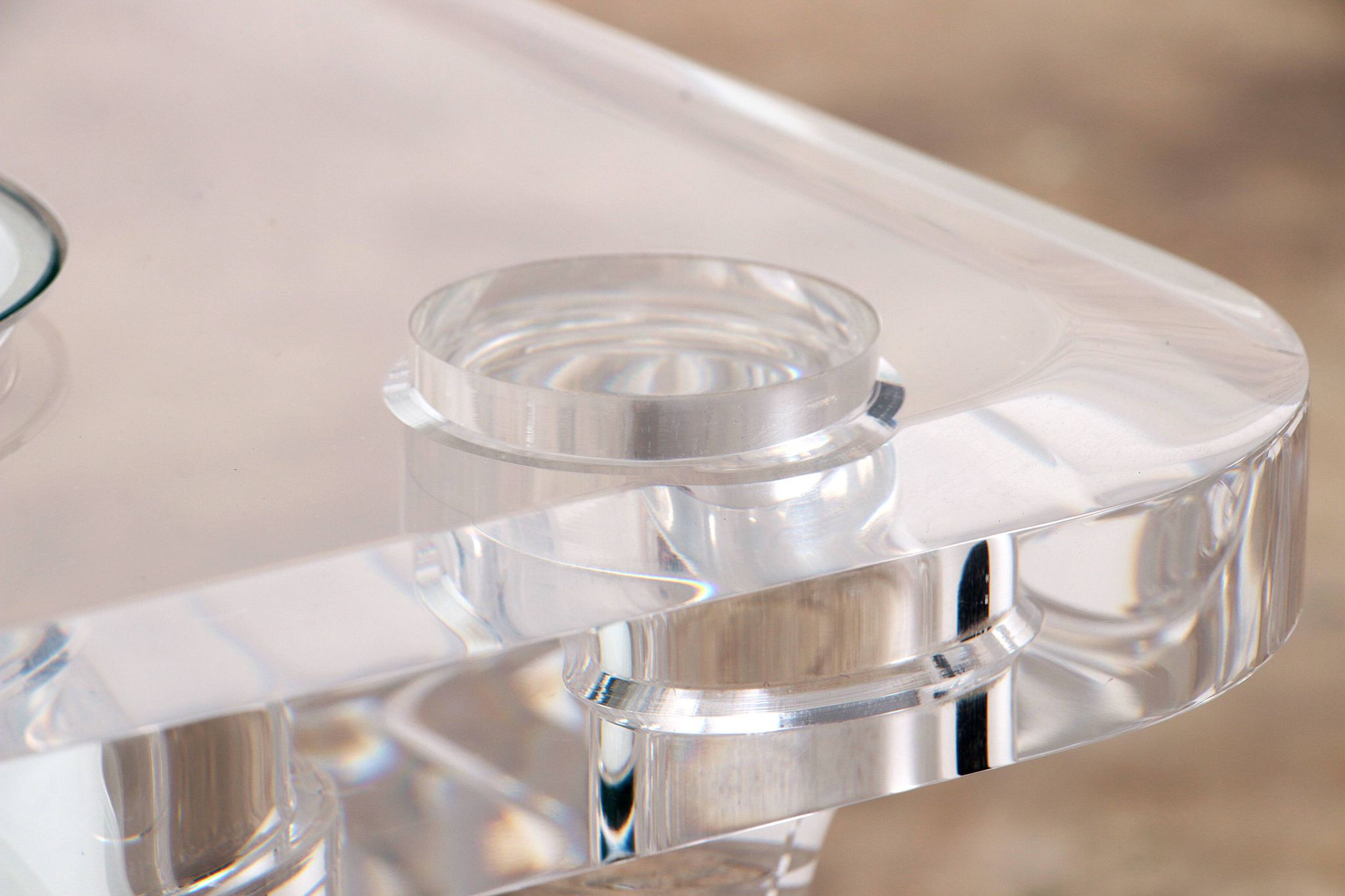 French Coffee Table Lucite and Glass Maison Romeo, 1970s
