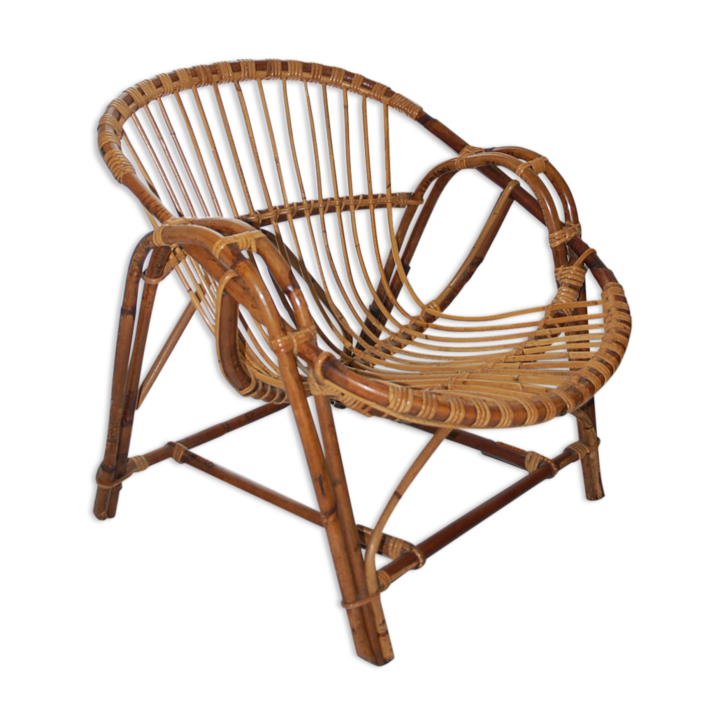 Armchair rattan basket 60s