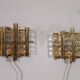 Pair of glass and brass wall lights by Carl Fagerlund 1970
