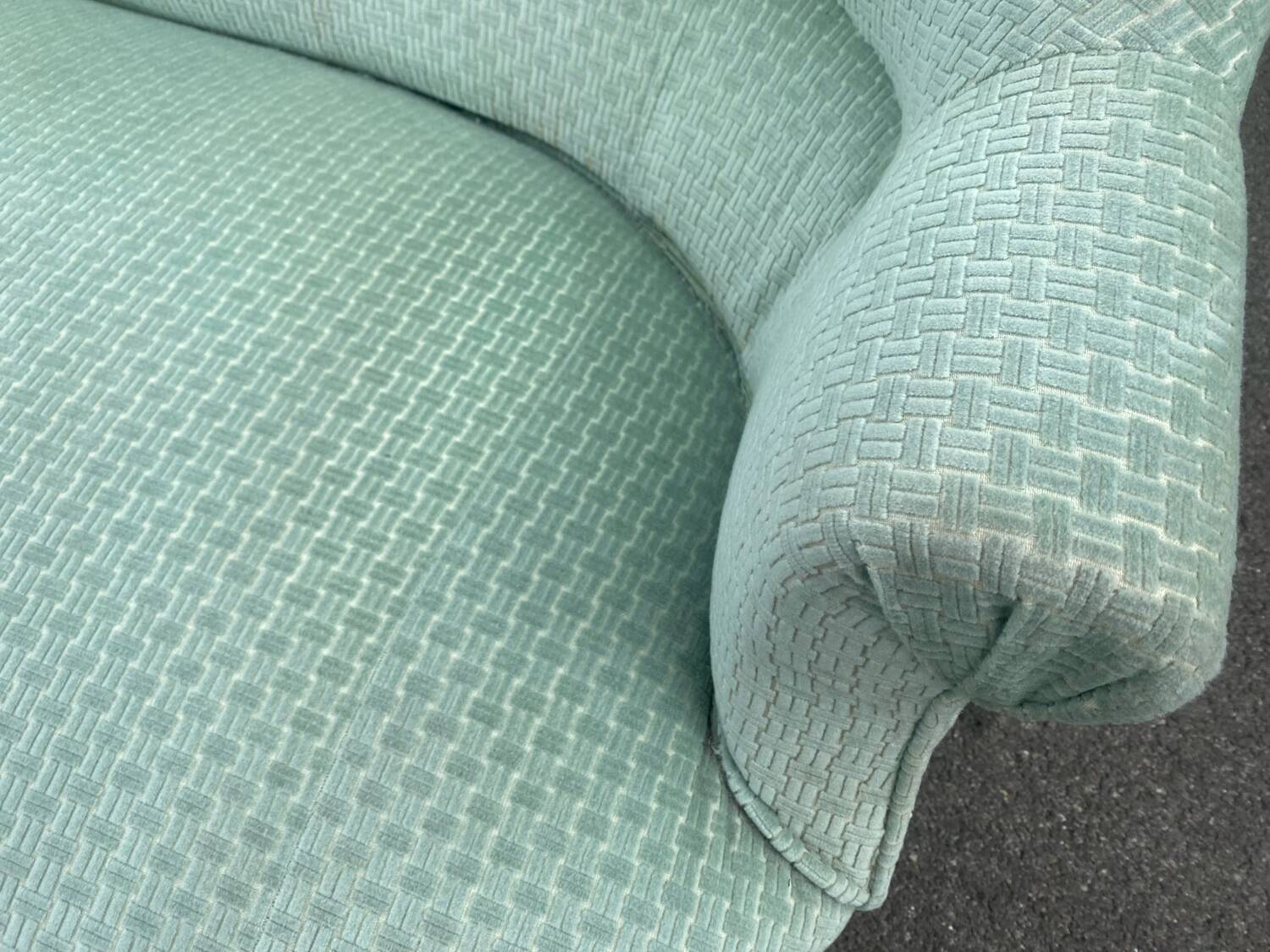 Vintage Celadon Velvet Sofa