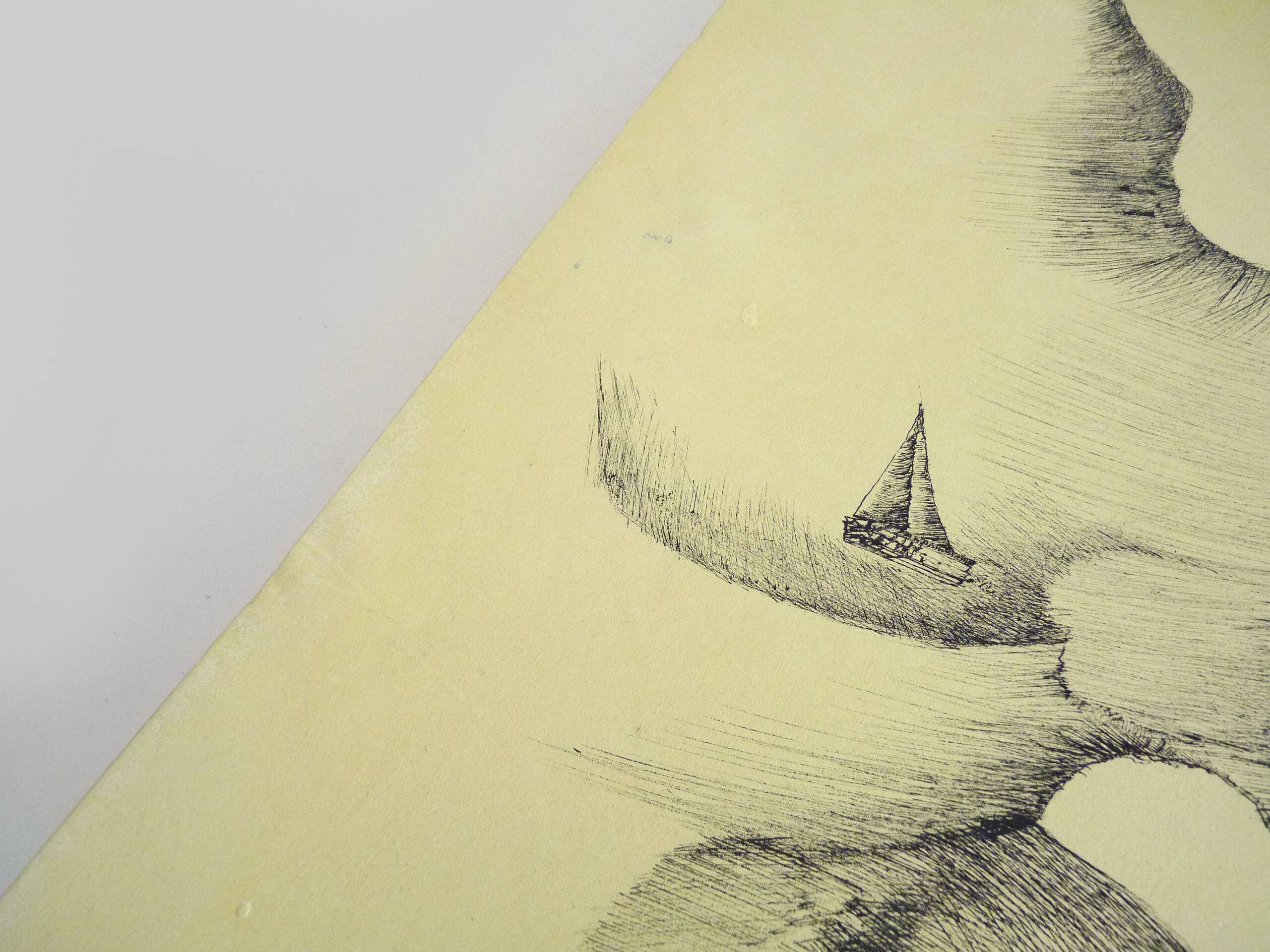 Mixed media, oil and black pen on canvas, Serge Goldwitcht "Gliding"