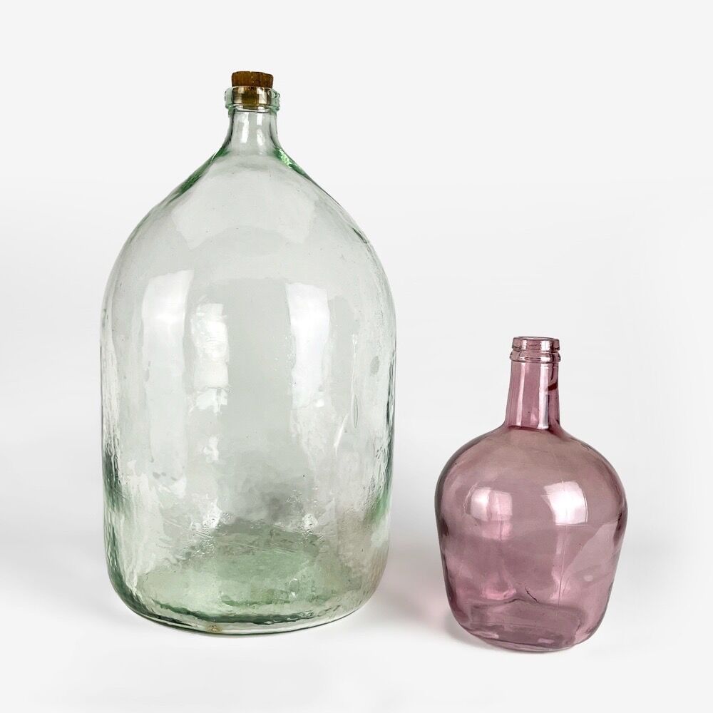 Demijohn transparent cylindrical molded glass 30 l