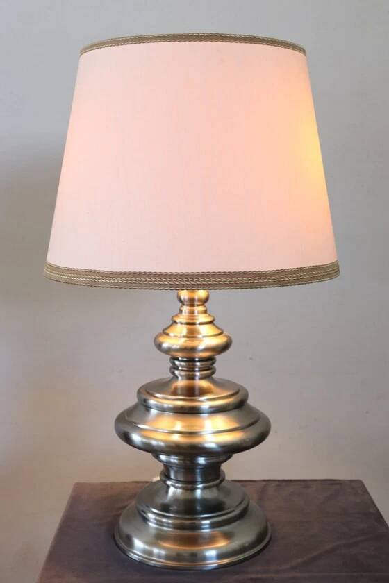 Large table lamp in satin-chrome steel by Goffredo Reggiani, Italy 1970s