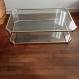 Table basse Italienne laiton et plexiglass 1970