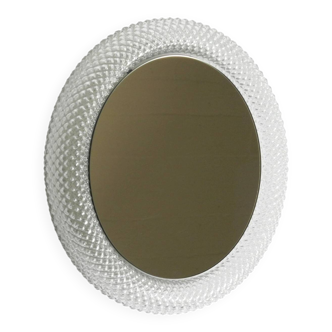 Stunning 1960s illuminated Limburg crystal glass wall mirror