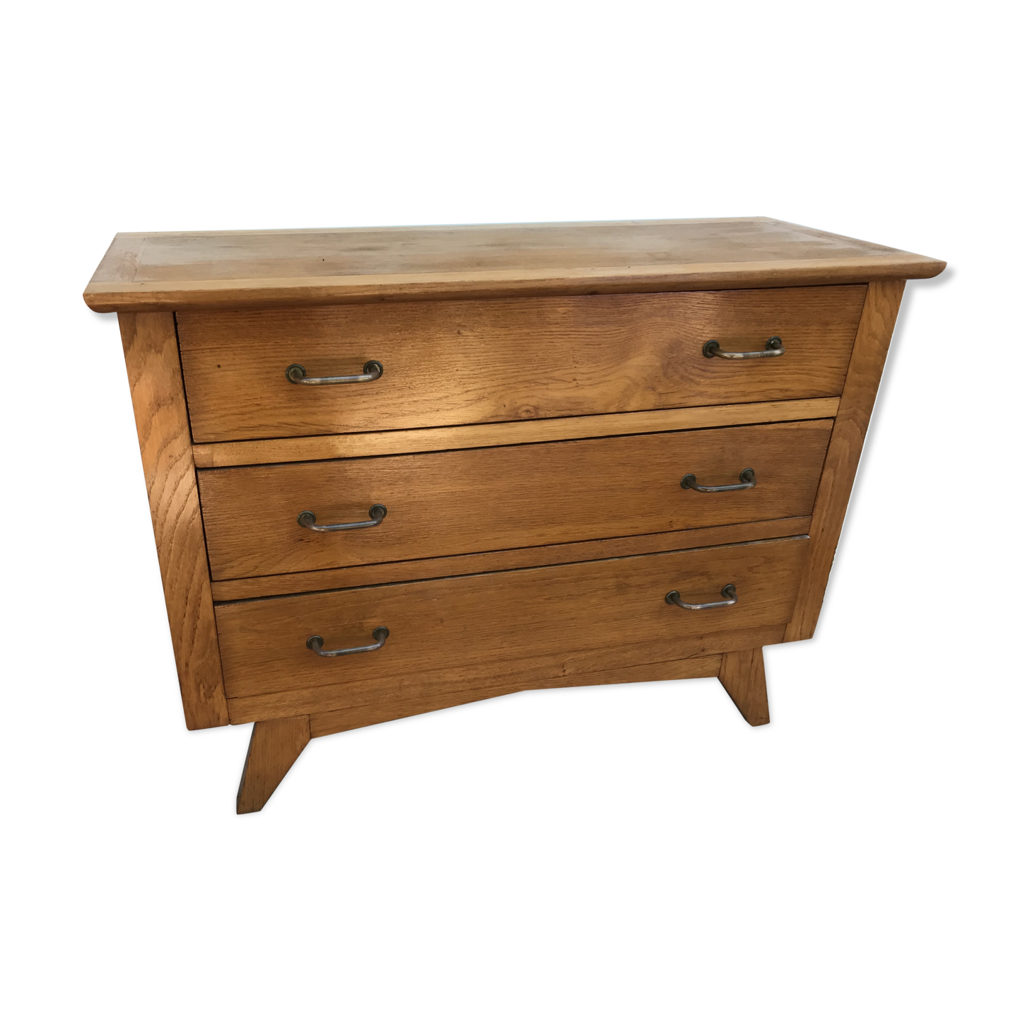 Ancienne commode scandinave 3 tiroirs bois pieds compas années 50 vintage