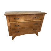 Ancienne commode scandinave 3 tiroirs bois pieds compas années 50 vintage