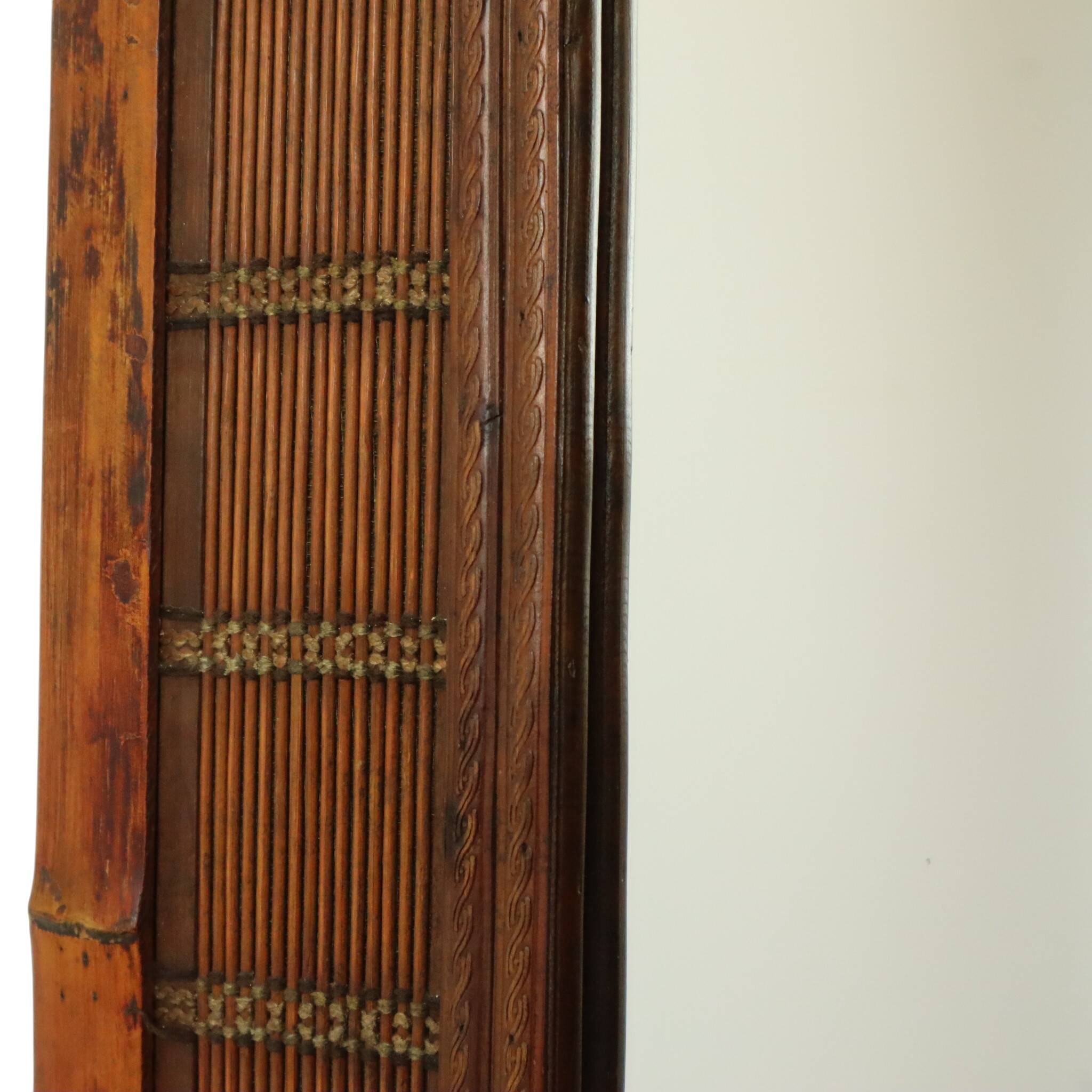 Vintage Square Bamboo and Rattan Mirror Boho 70cm