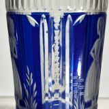 Bohemian crystal, set of 2 cobalt blue cut double glasses, ca 1900
