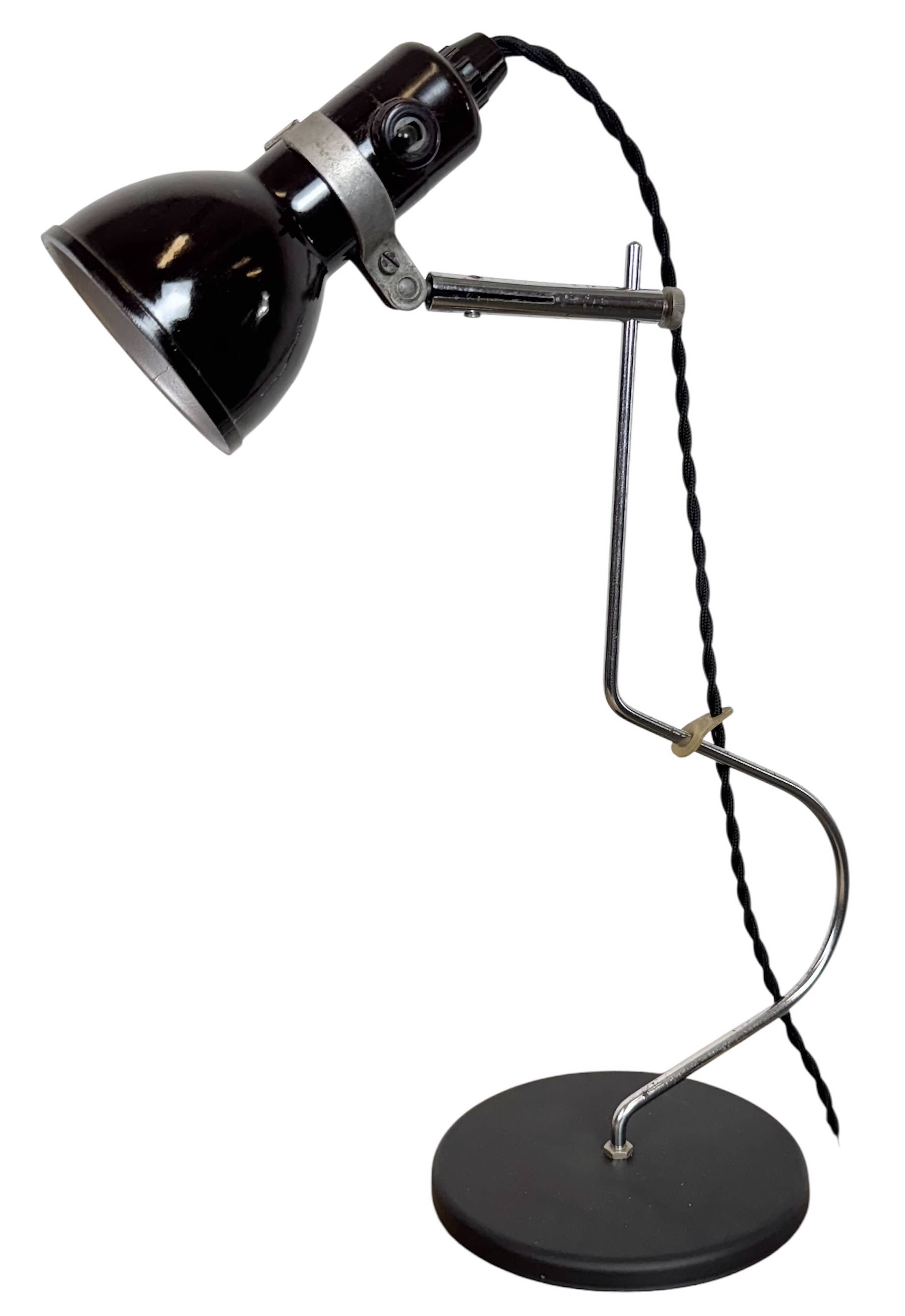 Vintage Black Bakelite Table Lamp , 1970s