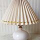 Enamelled terracotta lamp signed, pleated lampshade 1960