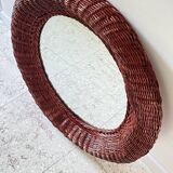 Round rattan wall mirror 1970s/80s