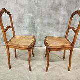 Set of antique French chairs dining chairs webbing and beech