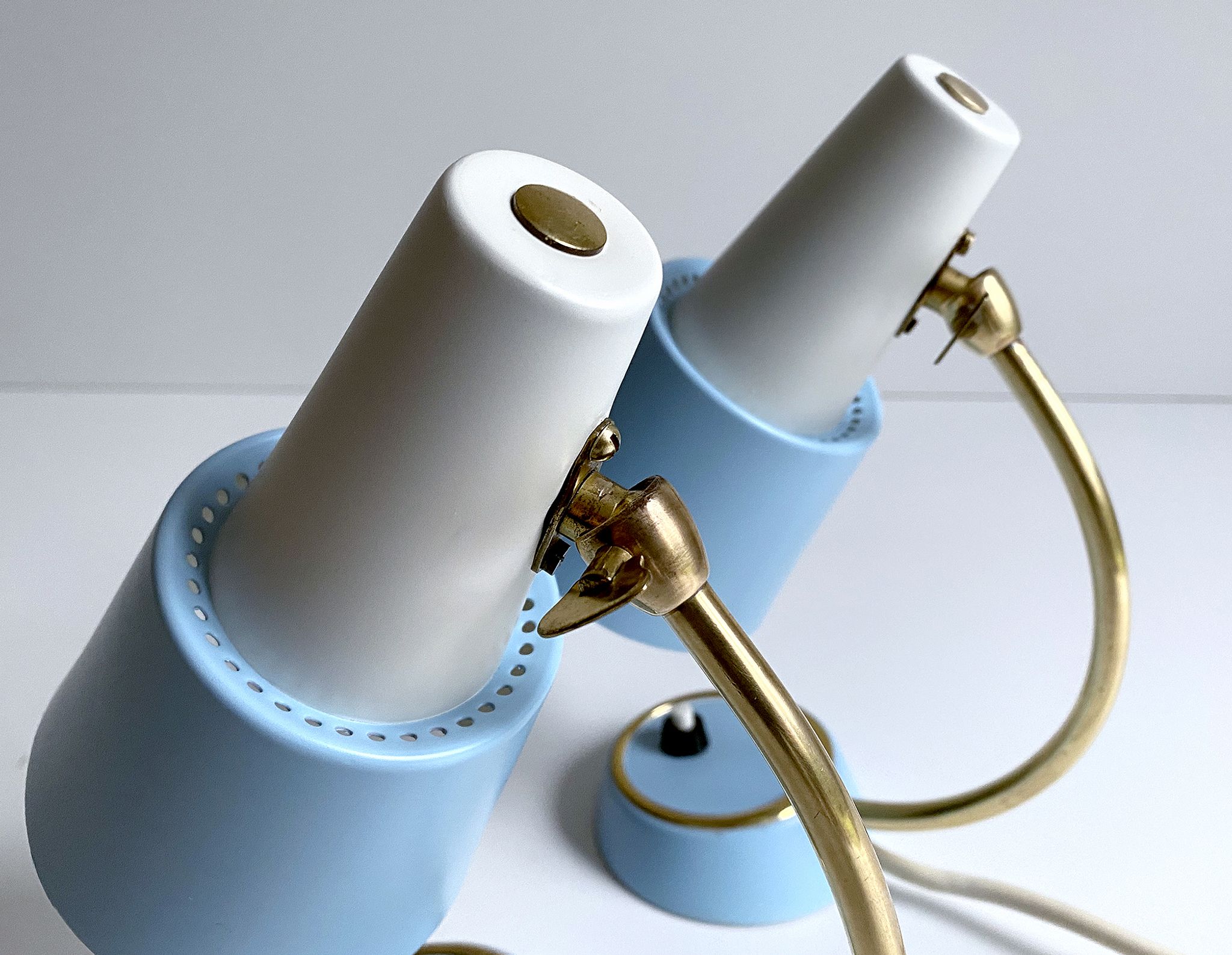Pair of vintage table or bedside lamps, brass, 50s 60s