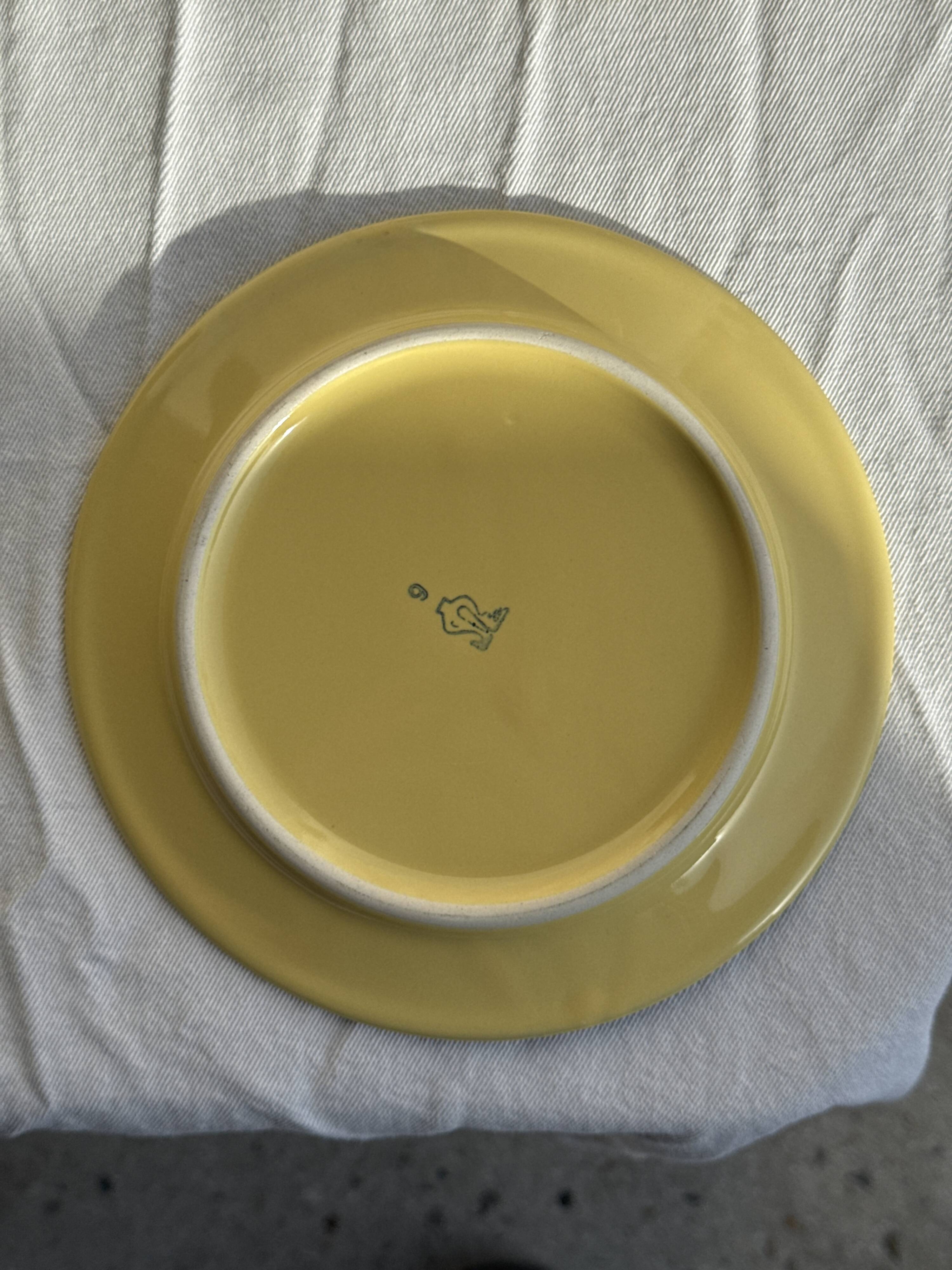 Set of 6 modern yellow dessert plates D19