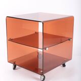 Side table or bedside table in smoked plexiglass by Michel Dumas, 1970s