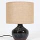 Rare, handcrafted Robert “Rob” Bentsen ceramic table lamp with a jute lampshade / Mid-century Danish modern design / 1960s / 1970s