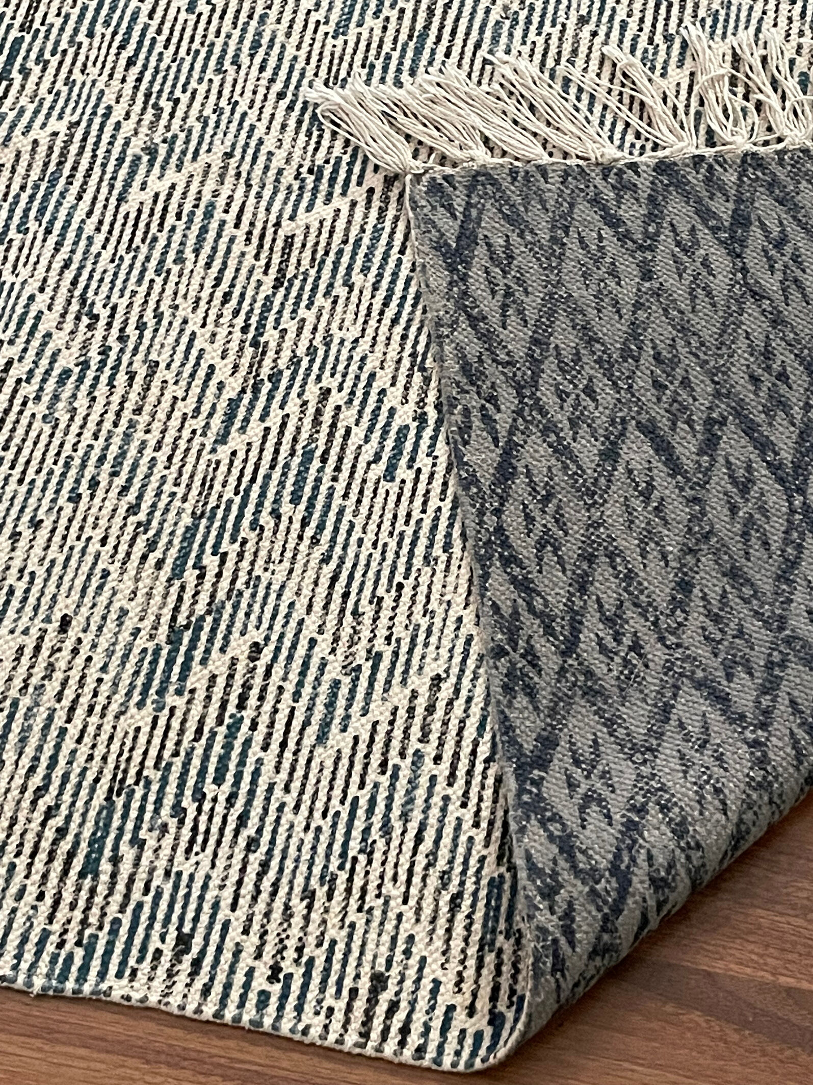 Cotton hand weaved hand block printed picnic rug