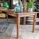 Solid oak farmhouse table with two-plank top