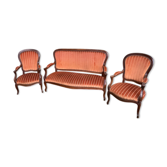 Louis Philippe bench and pair of armchairs