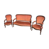 Salon complet Louis Philippe banquette et paire de fauteuils