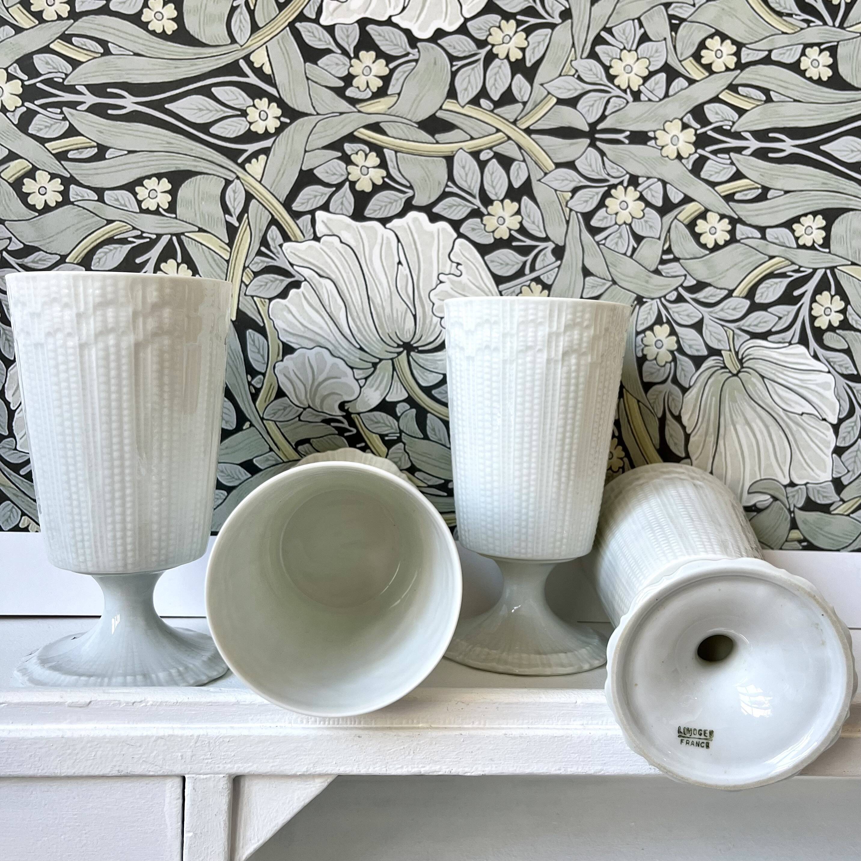 4 Limoges porcelain Mazagran cups