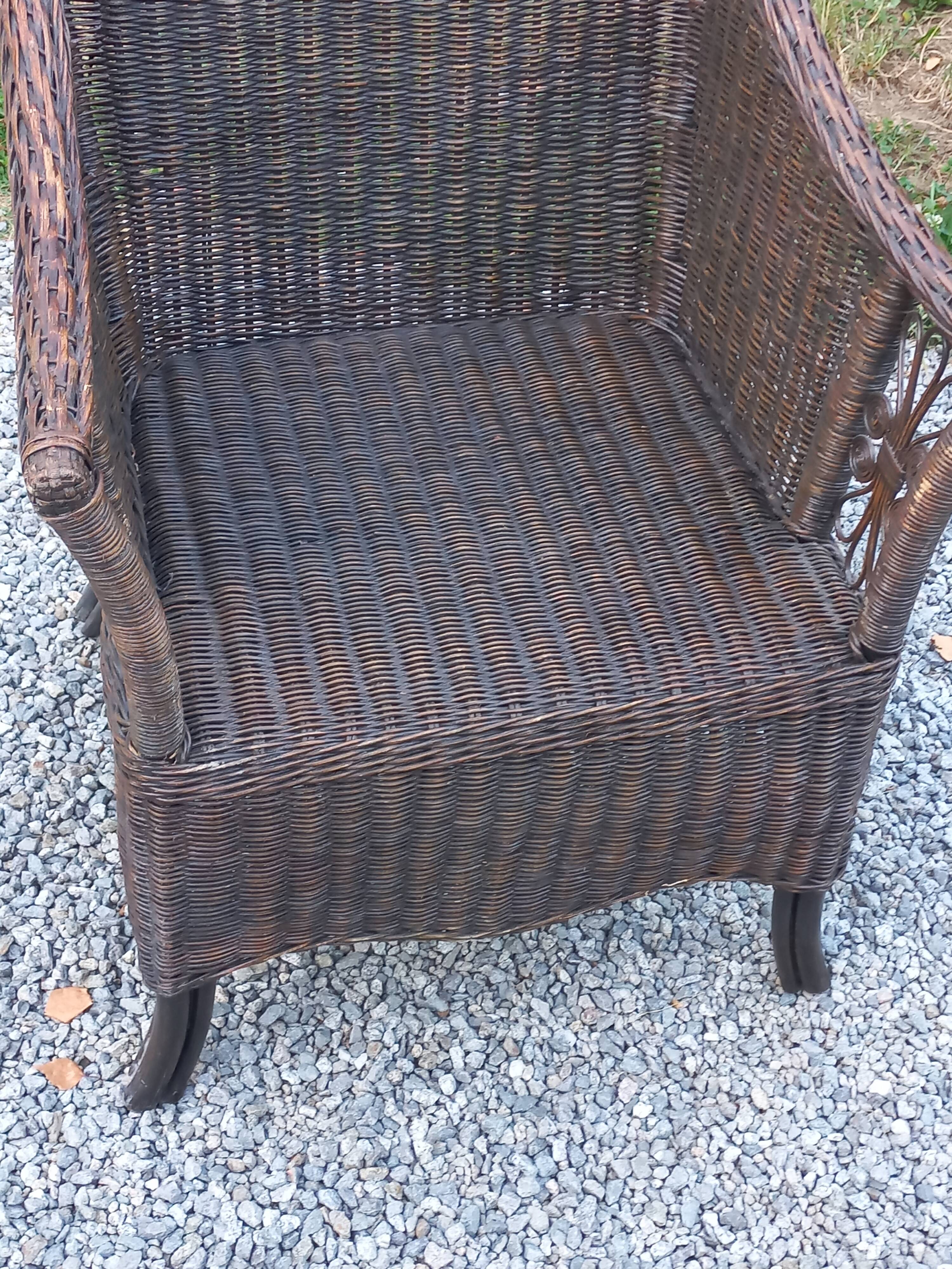 Set de 3 fauteuils en rotin des années 70