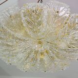 Splendid large size Italian Murano glass yellow and transparent ceiling light