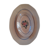 1 oval dish - 1 ravine in glazed faience of Digouin. Pink beige. Hand-painted.