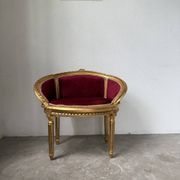 Louis XVI gilt wood and red velvet armchair