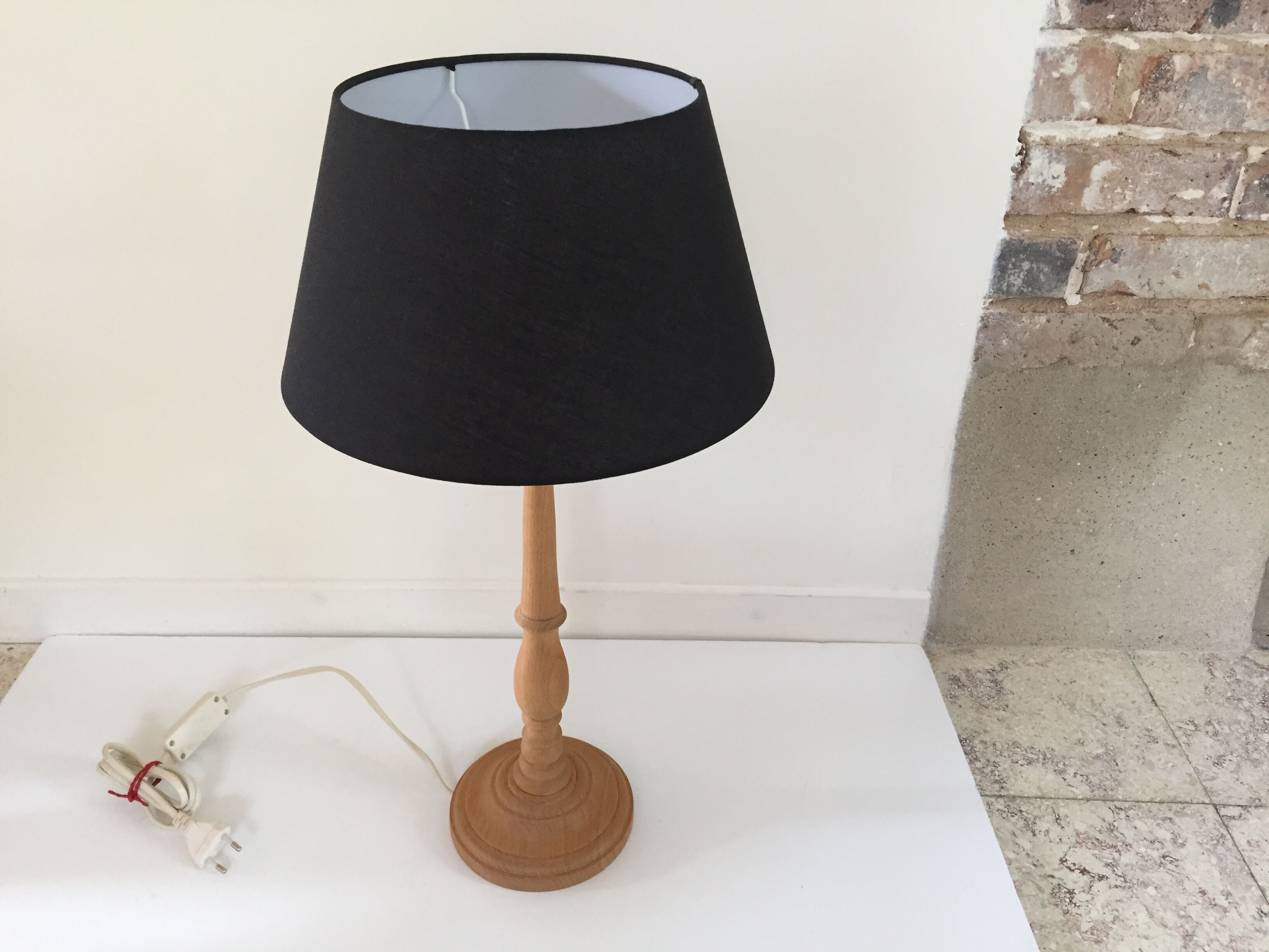 High lamp in vintage turned wood