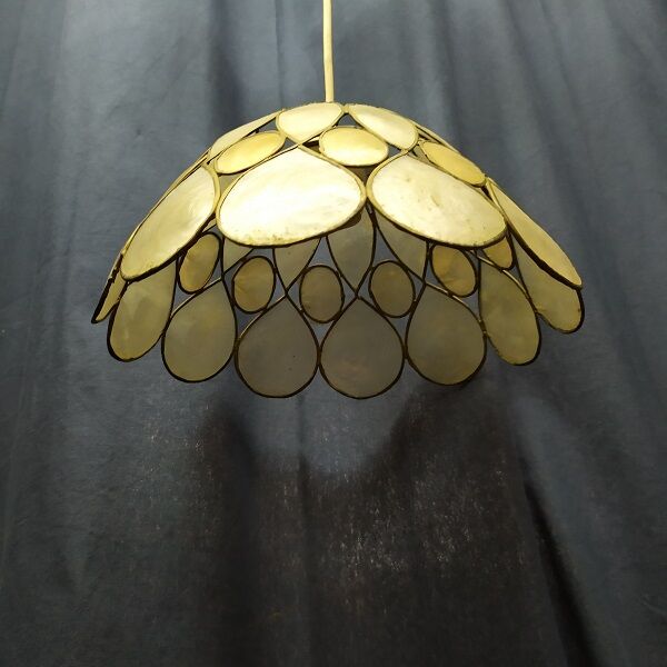 lampshade light daylight luminaire chandelier nacre rond vintage antique brass 26 cm