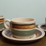 Set tasses à café Gien en grès avec soucoupes