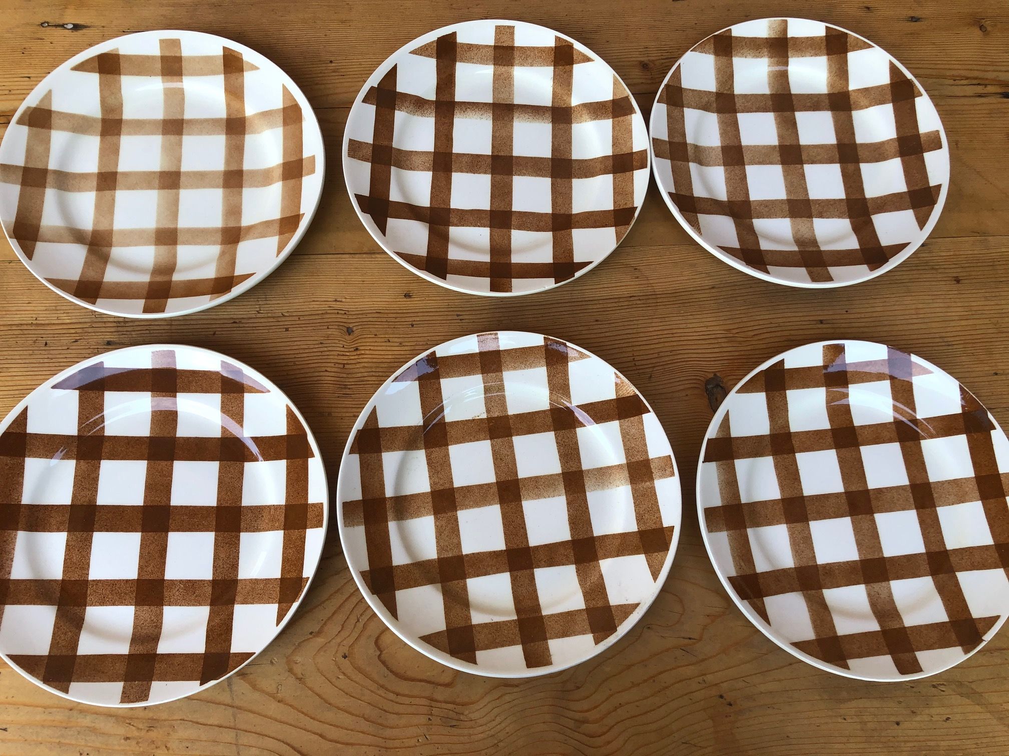 Set of 6 plates to desert Moulin des loups model tablecloth 50s/60s.