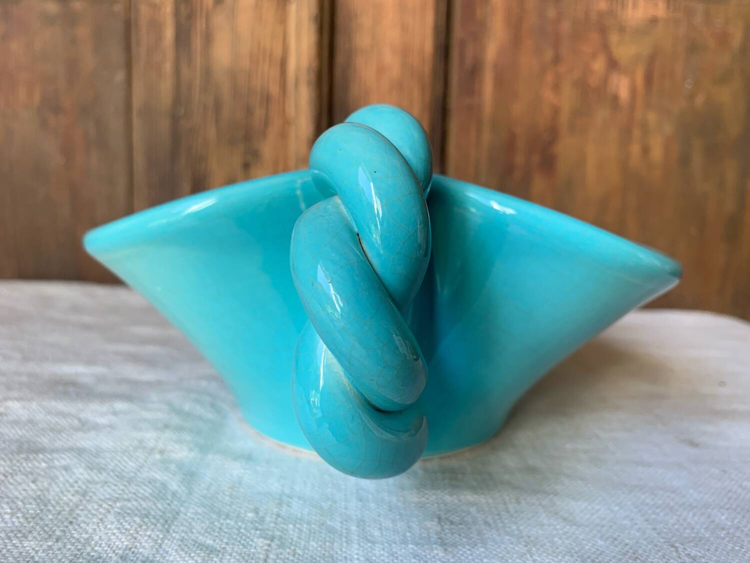 Turquoise twisted ceramic trinket tray